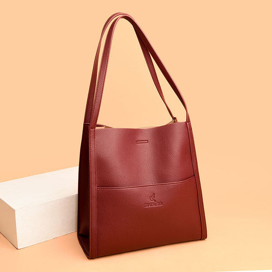 Solid Color Shoulder Bag Women's Fashion Large Capacity Handbag Crossbody Shopping Bags